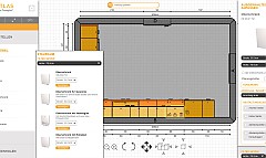2D-afbeelding van de geplande keukenmeubels